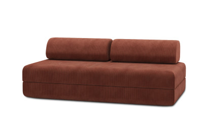 Canapé 3 places convertible et modulable - Velours côtelé Terracotta