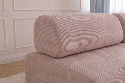 Canapé 2 places convertible et modulable - Velours côtelé Rose pâle