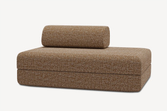 Canapé 2 places convertible et modulable - Tissu tweed Marron