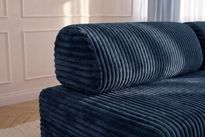 Canapé 3 places convertible et modulable - Velours côtelé XL Bleu