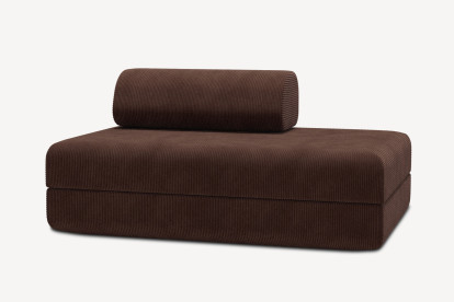 Canapé 2 places convertible et modulable - Velours côtelé Marron