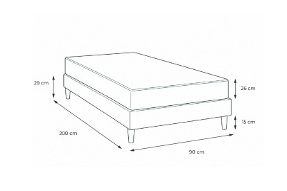 Ensemble Matelas Sommier 90x200 cm - Sommier Gris (en kit) - Vitalpower Recover