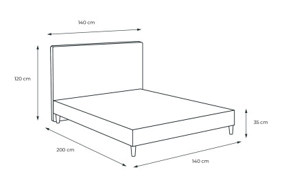 Lit 140x200 cm - Sommier tapissier H35 cm + tête de lit à lignes - Tissu Toile natté Vert Kaki