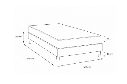 Ensemble Matelas Sommier 120x210 cm - Sommier Gris (en kit) - Actiflex Pur