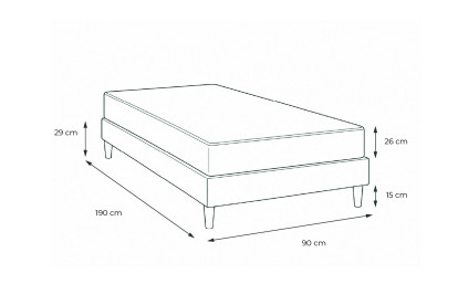 Ensemble Matelas Sommier 90x190 cm - Sommier Noir (déjà monté) - Vitalpower Recover
