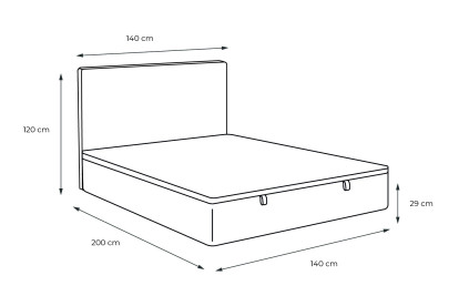 Lit coffre 140x200 cm avec Tête de lit capitonnée - Tissu Velours Taupe