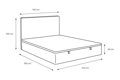 Lit coffre 140x190 cm avec Tête de lit capitonnée - Tissu Velours Vert