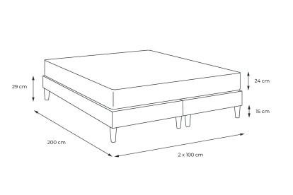 Pack lit complet 200x200 cm - Matelas + 2 Sommiers Blancs + 2 oreillers + Couette - Le Doux