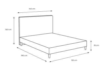 Lit 135x190 cm - Sommier tapissier H35 cm + tête de lit à lignes - Tissu Velours Gris Bleuté