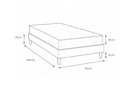 Ensemble Matelas Sommier 90x200 cm - Sommier Blanc (déjà monté) - Buckingham