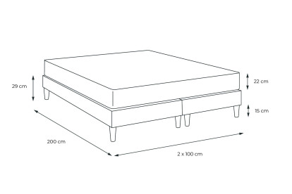 Ensemble Matelas Sommier 200x200 cm - 2 Sommiers Gris - Memo Spring