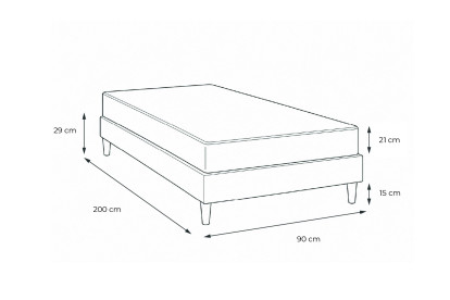 Ensemble Matelas Sommier 90x200 cm - Sommier Blanc (déjà monté) - Supérieur