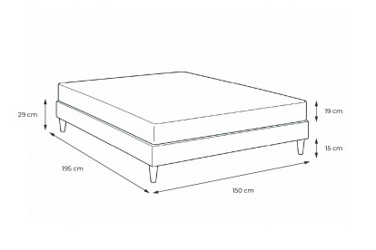 Ensemble Matelas Sommier 150x195 cm - Sommier Noir (en kit) - Soft