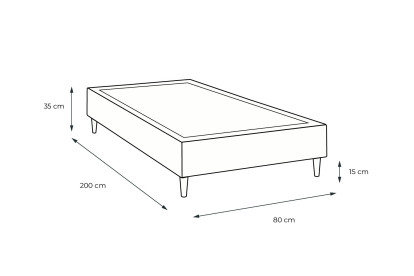 Sommier Tapissier 80x200 cm - H35 cm - Velours - Vert