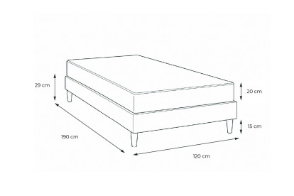 Ensemble Matelas Sommier 120x190 cm - Sommier Noir (en kit) - Vitalpower