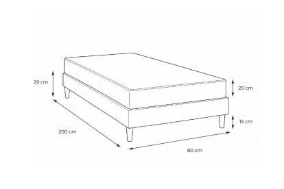 Ensemble Matelas Sommier 80x200 cm - Sommier Gris (en kit) - Actiflex Night