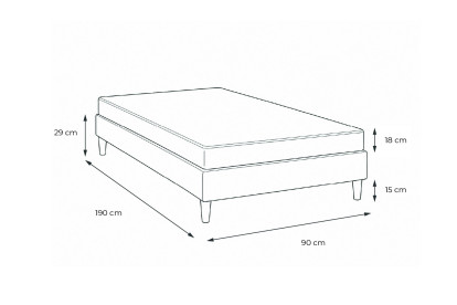 Ensemble Matelas Sommier 90x190 cm - Sommier Gris (en kit) - Vital Relax