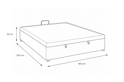 Sommier Coffre 180x200 cm - Bouclette - Gris