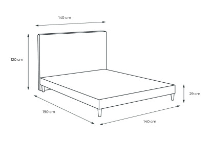 Lit 140x190 cm - Sommier tapissier H29 cm + tête de lit capitonnée - Tissu Bouclette Noir