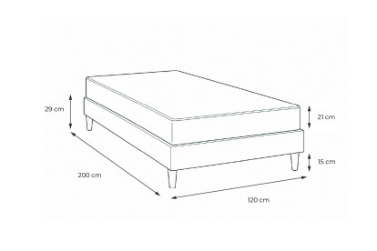 Ensemble Matelas Sommier 120x200 cm - Sommier Noir (déjà monté) - Supérieur