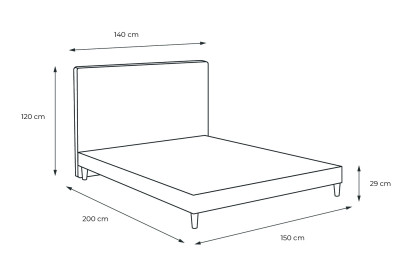 Lit 150x200 cm - Sommier tapissier H29 cm + tête de lit capitonnée - Tissu Velours Gris Clair