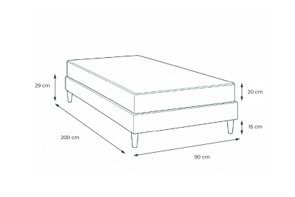 Ensemble Matelas Sommier 90x200 cm - Sommier Noir (en kit) - Vitalpower