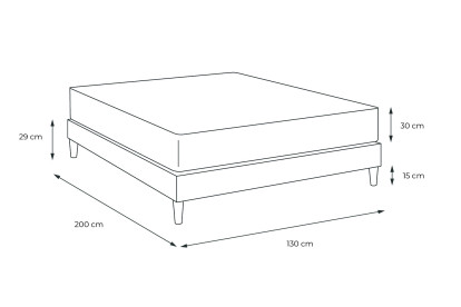 Ensemble Matelas Sommier 130x200 cm - Sommier Noir (en kit) - Buckingham