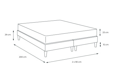 Ensemble Matelas Sommier 180x200 cm - 2 Sommiers Gris - Perform