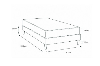 Ensemble Matelas Sommier 80x200 cm - Sommier Noir (déjà monté) - George V
