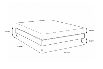 Ensemble Matelas Sommier 140x220 cm - Sommier Gris (en kit) - Vitalmemo