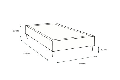 Sommier Tapissier 90x190 cm - H35 cm - Toile nattée - Beige brun