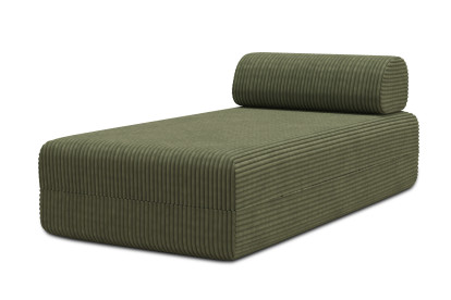 Méridienne non convertible et modulable - Velours côtelé XL Vert