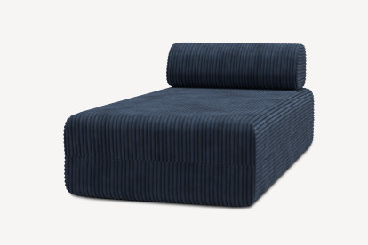 Méridienne non convertible et modulable - Velours côtelé XL Bleu
