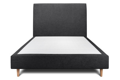 Lit 140x200 cm - Sommier tapissier H29 cm + tête de lit tapissée - Tissu Toile natté Noir