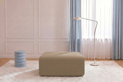Pouf non convertible et modulable - Tissu lisse Marron