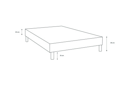 Sommier Tapissier 90x190 cm - H35 cm - Velours - Vert
