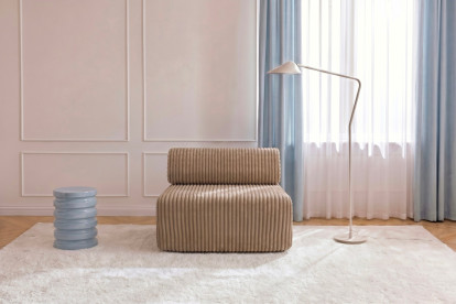 Fauteuil non convertible et modulable - Velours côtelé XL Marron