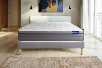 Ensemble Matelas Sommier 160x200 cm - Sommier Gris (en kit) - ActiMemo Zen