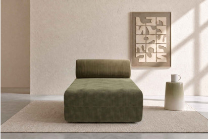 Méridienne non convertible et modulable - Velours côtelé Vert