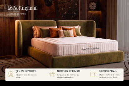 Ensemble Matelas Sommier 140x200 cm - Sommier Noir (déjà monté) - Nottingham