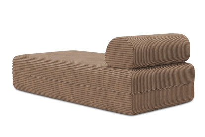 Méridienne non convertible et modulable - Velours côtelé XL Marron