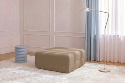 Pouf non convertible et modulable - Tissu lisse Marron