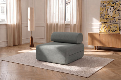 Fauteuil non convertible et modulable - Tissu lisse Gris