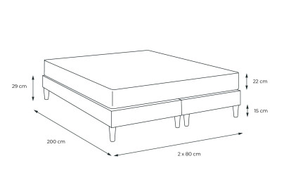Pack lit complet 160x200 cm - Matelas + 2 Sommiers Blancs + 2 oreillers + Couette - Exclusive