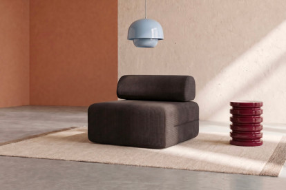 Fauteuil non convertible et modulable - Velours côtelé Marron
