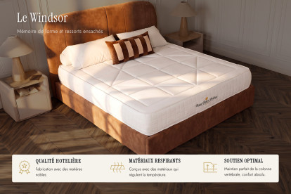 Matelas 160x220 cm Ressorts ensachés et Mémoire de forme - Windsor