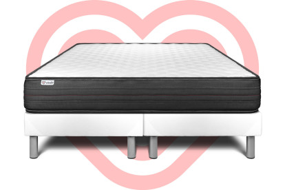 Ensemble Matelas Sommier 160x200 cm - 2 Sommiers Blanc - Vitalpower