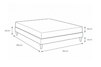 Ensemble Matelas Sommier 135x190 cm - Sommier Noir (en kit) - Nottingham