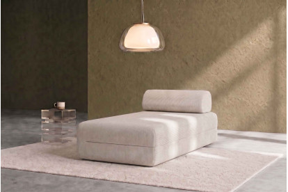 Méridienne non convertible et modulable - Velours côtelé Blanc