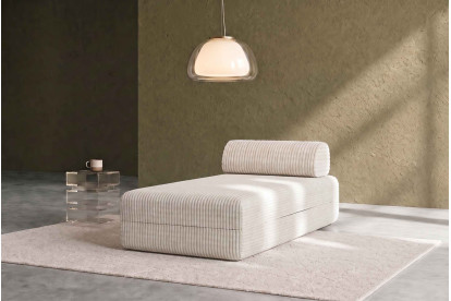 Méridienne non convertible et modulable - Velours côtelé XL Blanc